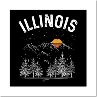 Vintage Retro Illinois State Posters and Art